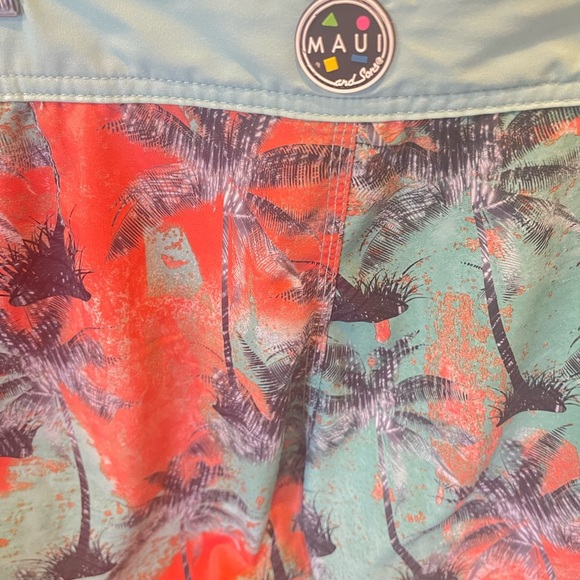Maui and Sons Men's Stretch Boardshort Swim Trunks Colorful Tropical - Picture 4 of 8